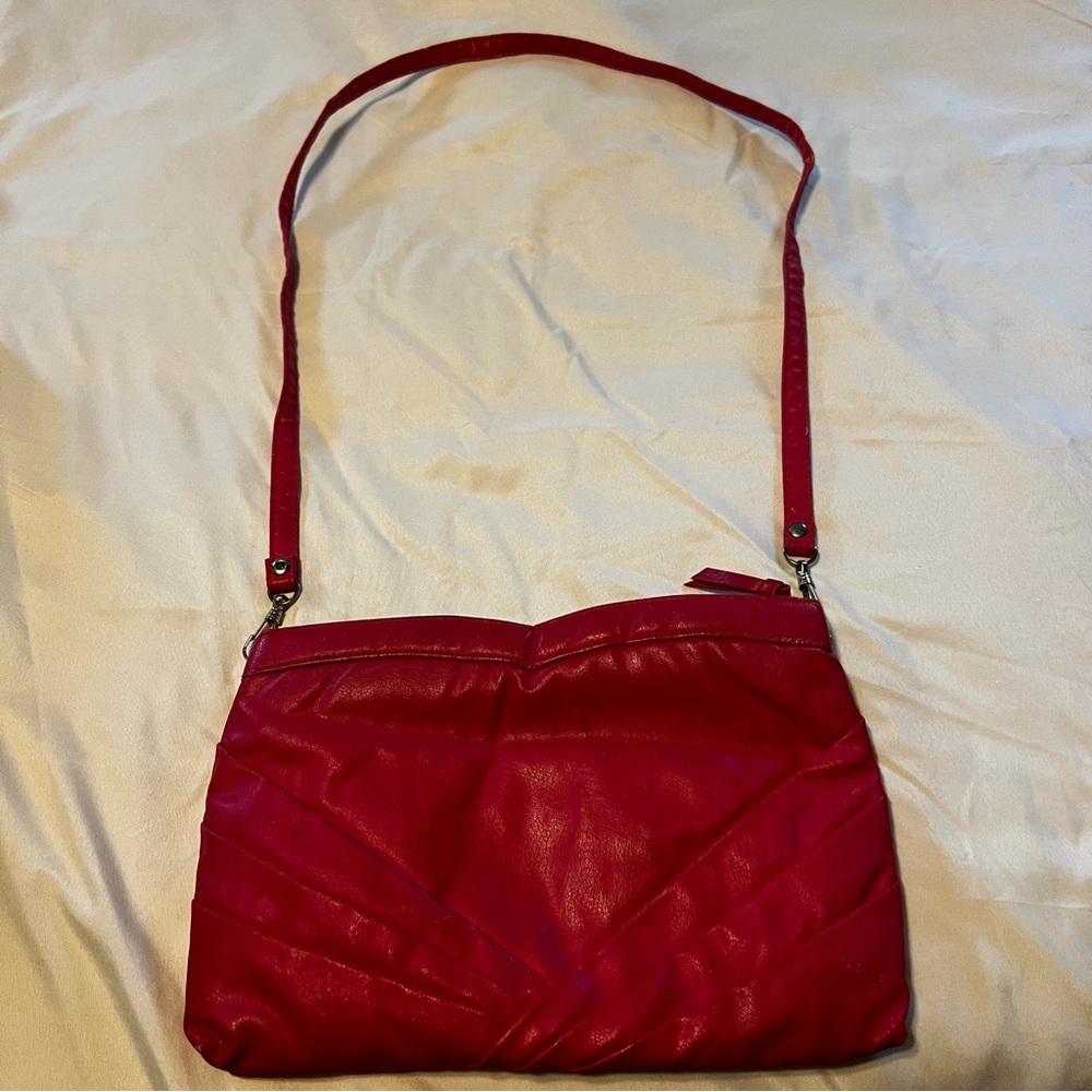 Vintage Red Faux Leather Women's Shoulder Bag